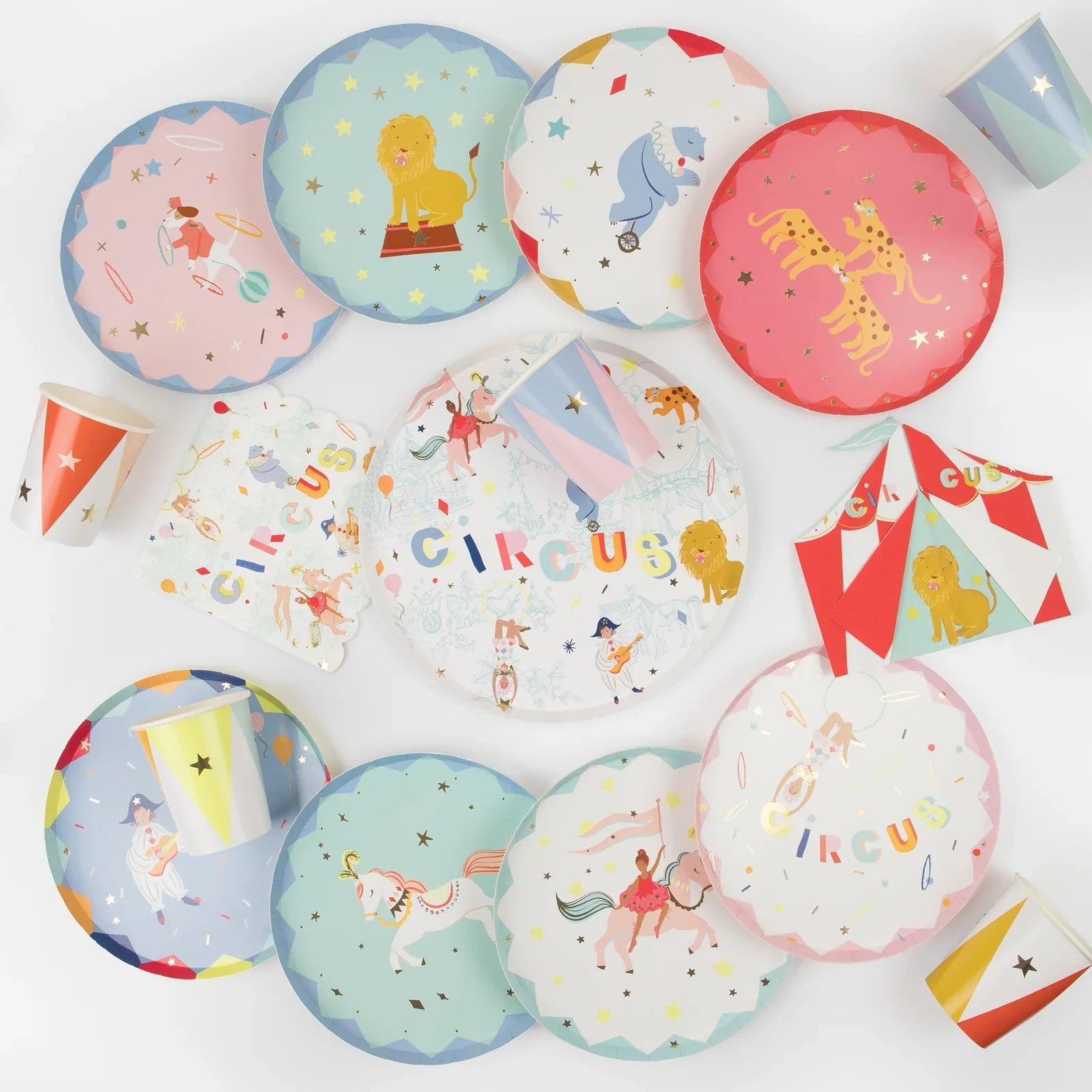 Circus themed plates, napkins and cups by Meri Meri.