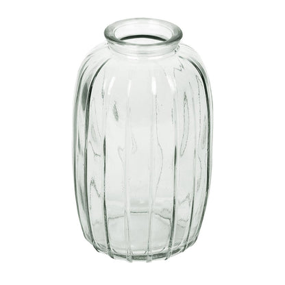 Clear glass vase. 