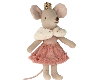 Little sister princess mouse on white background