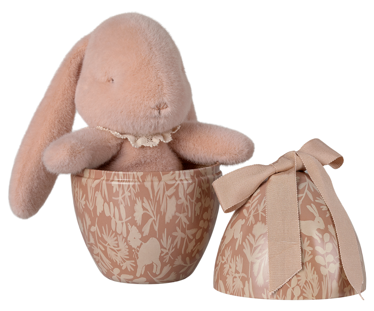 Powder plush bunny in an enamel Easter Egg by Maileg.