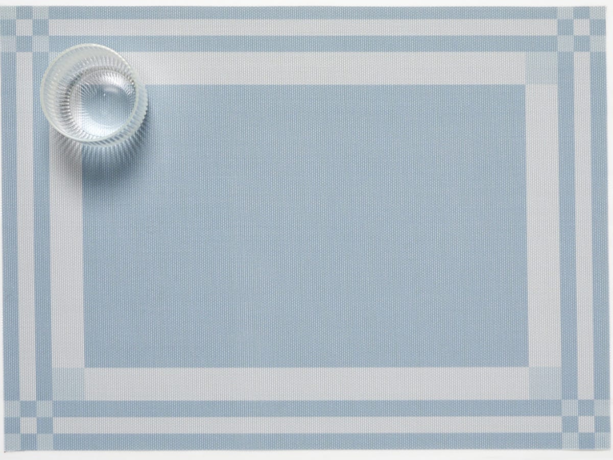 Sea color Handkerchief Compact Rectangle Placemat with a glass in the corner