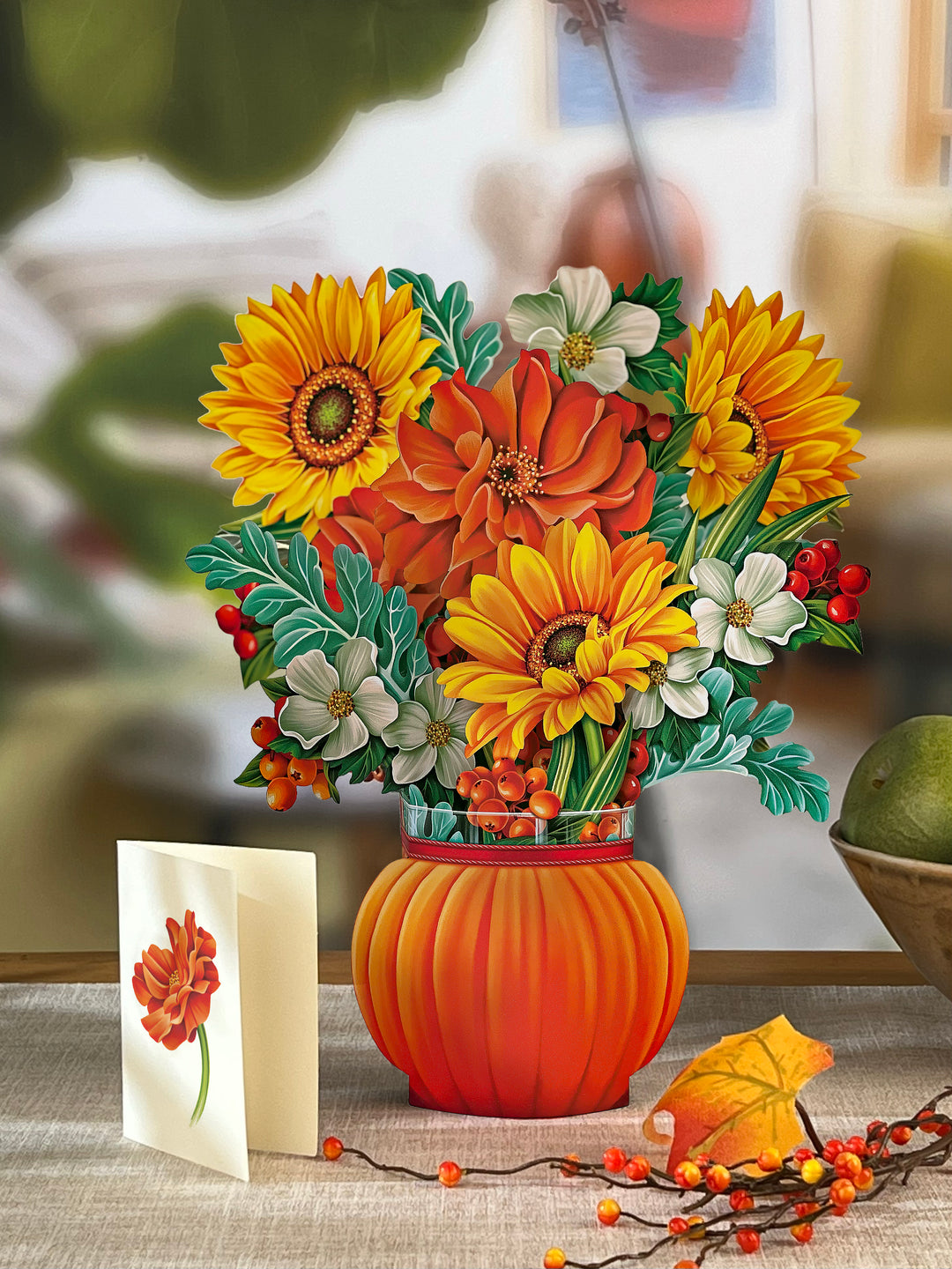 Pumpkin Harvest Pop Up card with coordinating card next to it