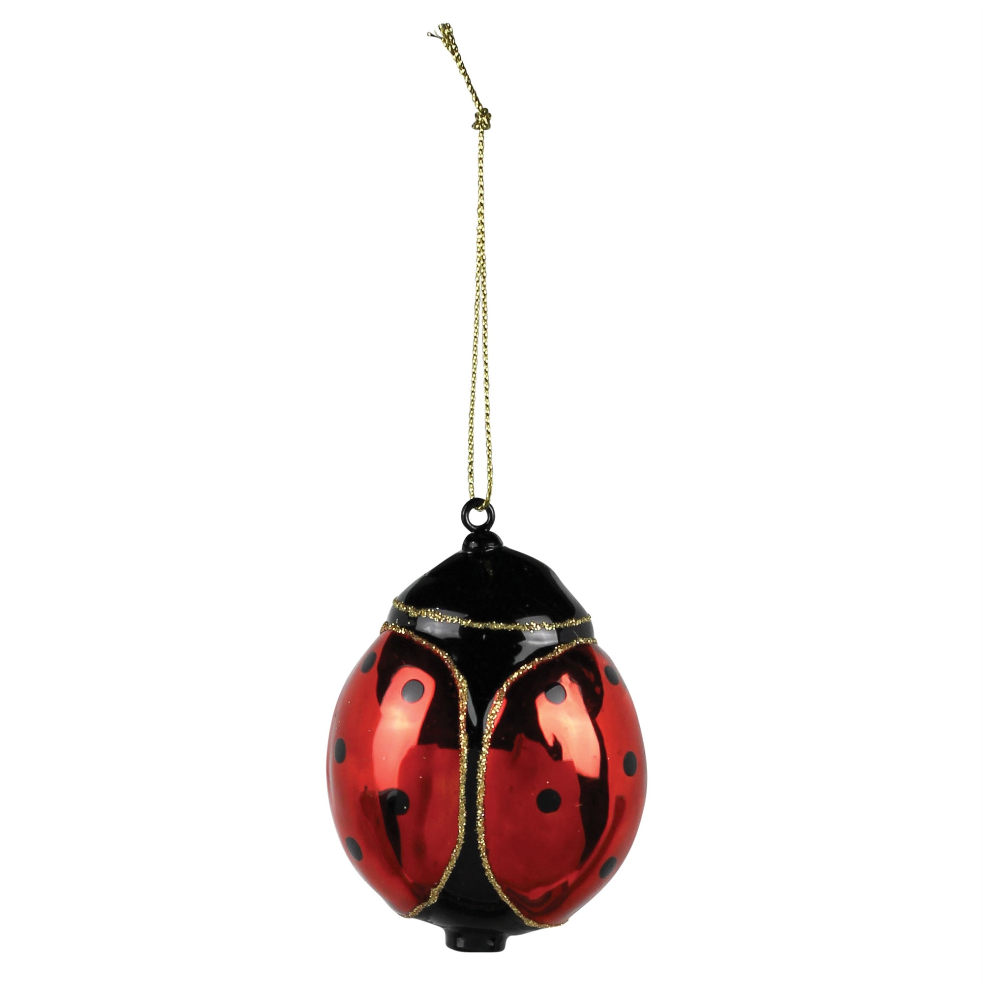 Glass ladybug ornament with string