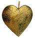 Close up of the gold metal heart ornament