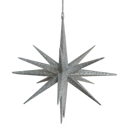 Silver Glitter 3-D star ornament 