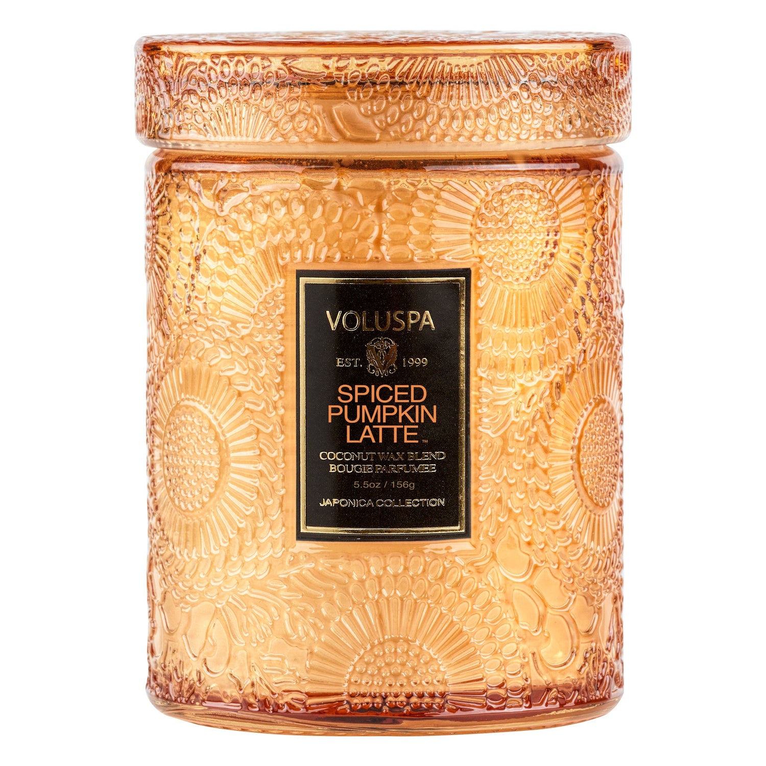 burnt orange glass Spiced Pumpkin Latte candle 