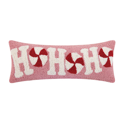 Large Candy Cane Ho Ho Ho Hook Pillow