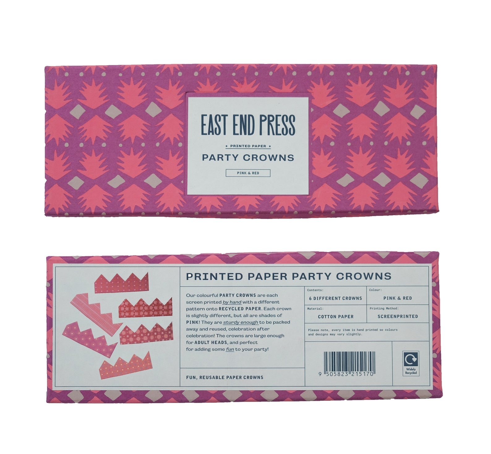 East End Press Pink Paper Party Crown box. 