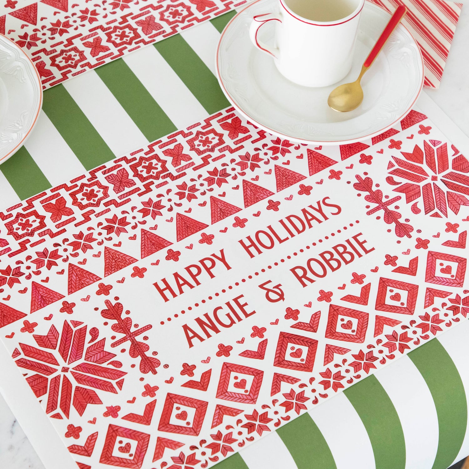 Happy Holidays Fair Isle Personalized Placemat