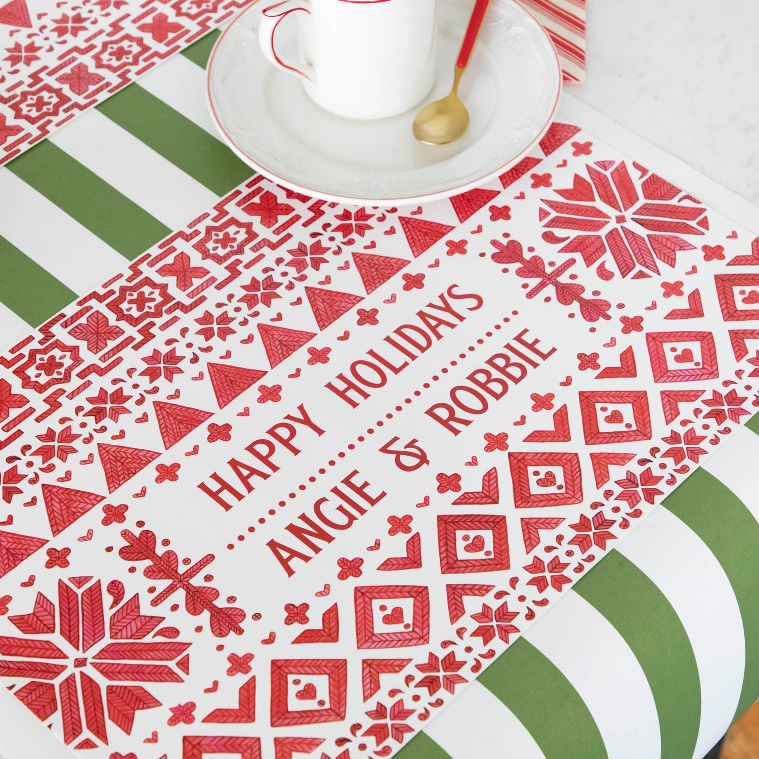 Happy Holidays Fair Isle Personalized Placemat