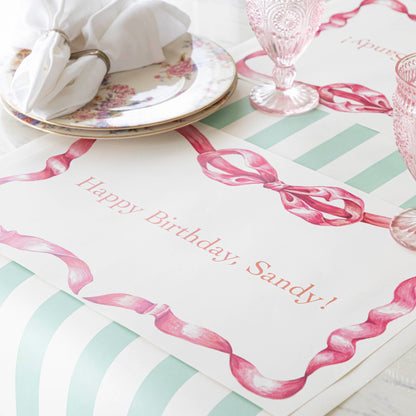 Pink Bow Personalized Placemat