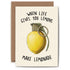 Lemonade Card by Bewilderbeest, featuring a lemon grenade with words the words "When life gives you lemons, make lemonade".