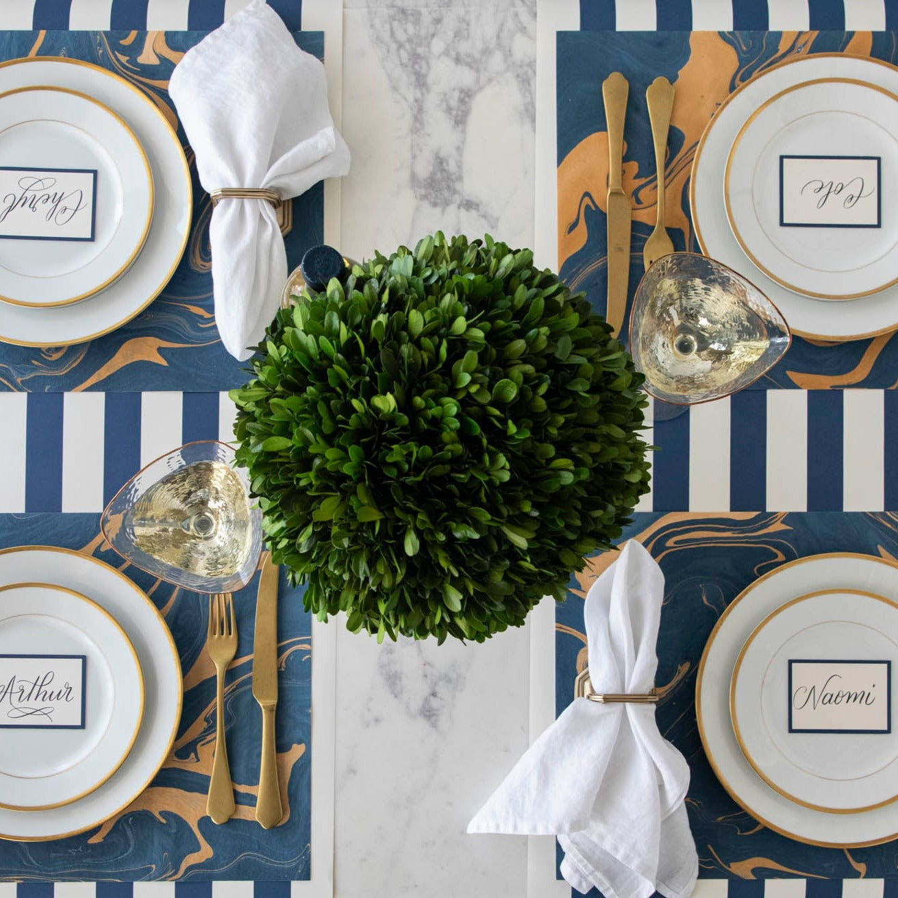 Overview of a table setting for 4 with Hester &amp; Cook&