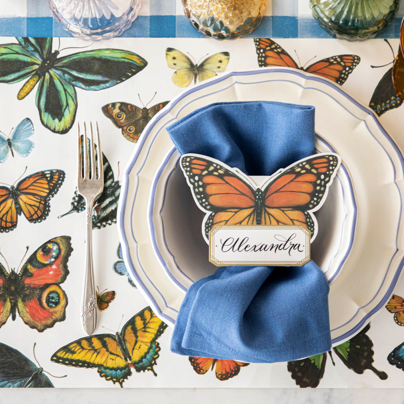 Butterfly Placemat on a spring themed table setting.