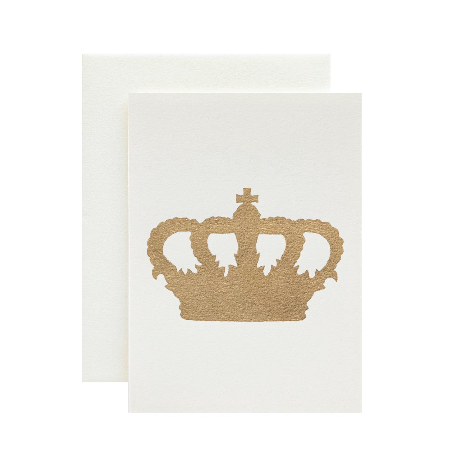 Ivory Crown Card by Catherine Greenup of a gold-foil crown silhouette, on an ivory card with a matching envelope.