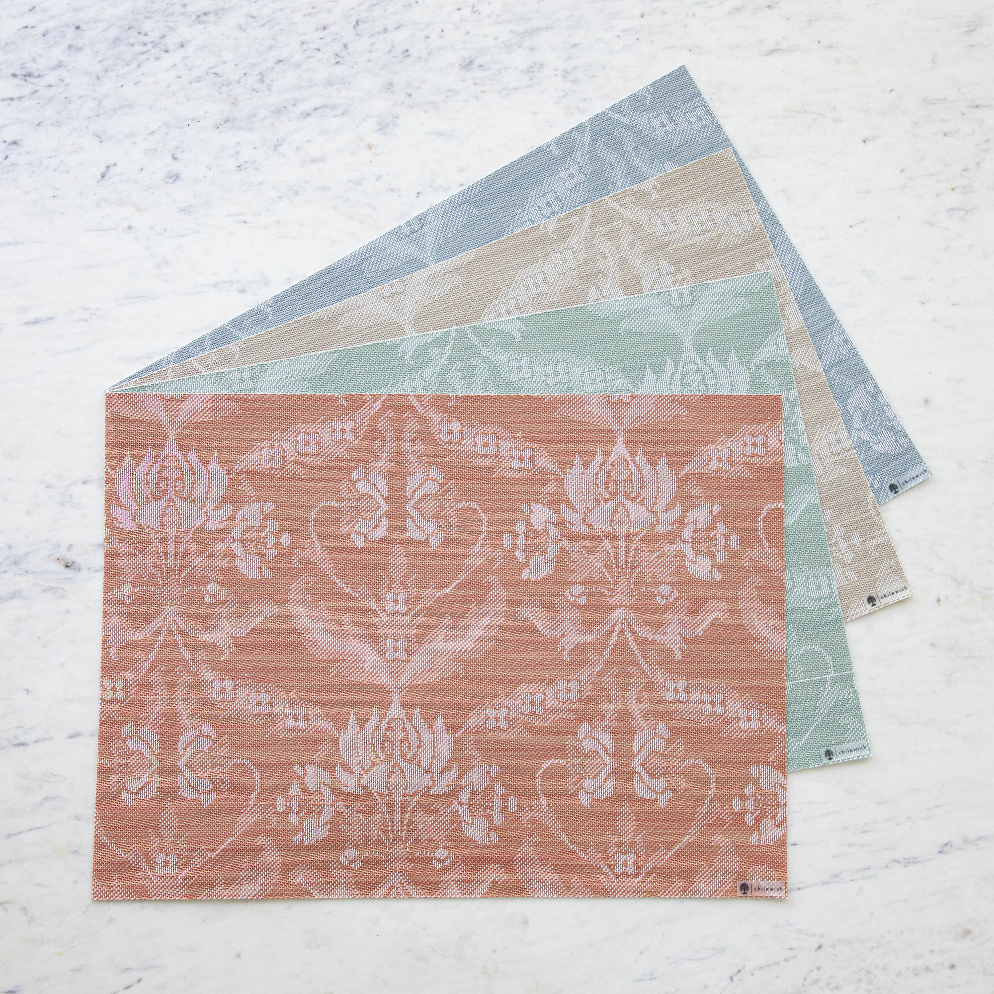 Damask Rectangle Placemats four colors fanned out