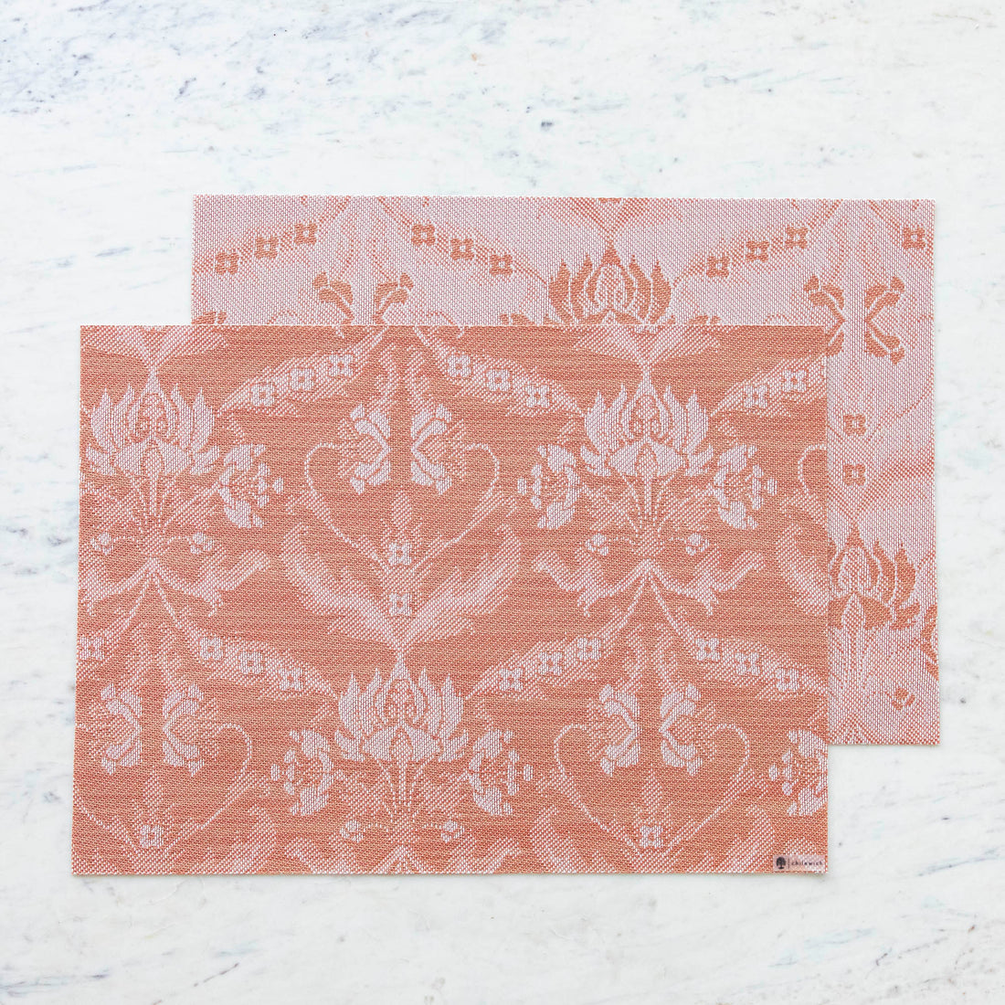 Damask Rectangle Placemats showing each side of the placemat