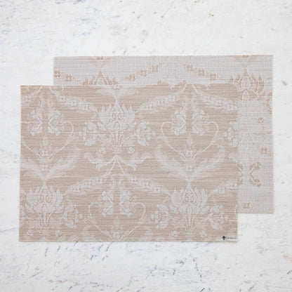 Damask Rectangle Placemats showing each side of the placemat