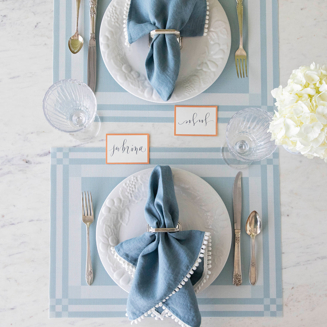 Handkerchief Compact Rectangle with place setting on it