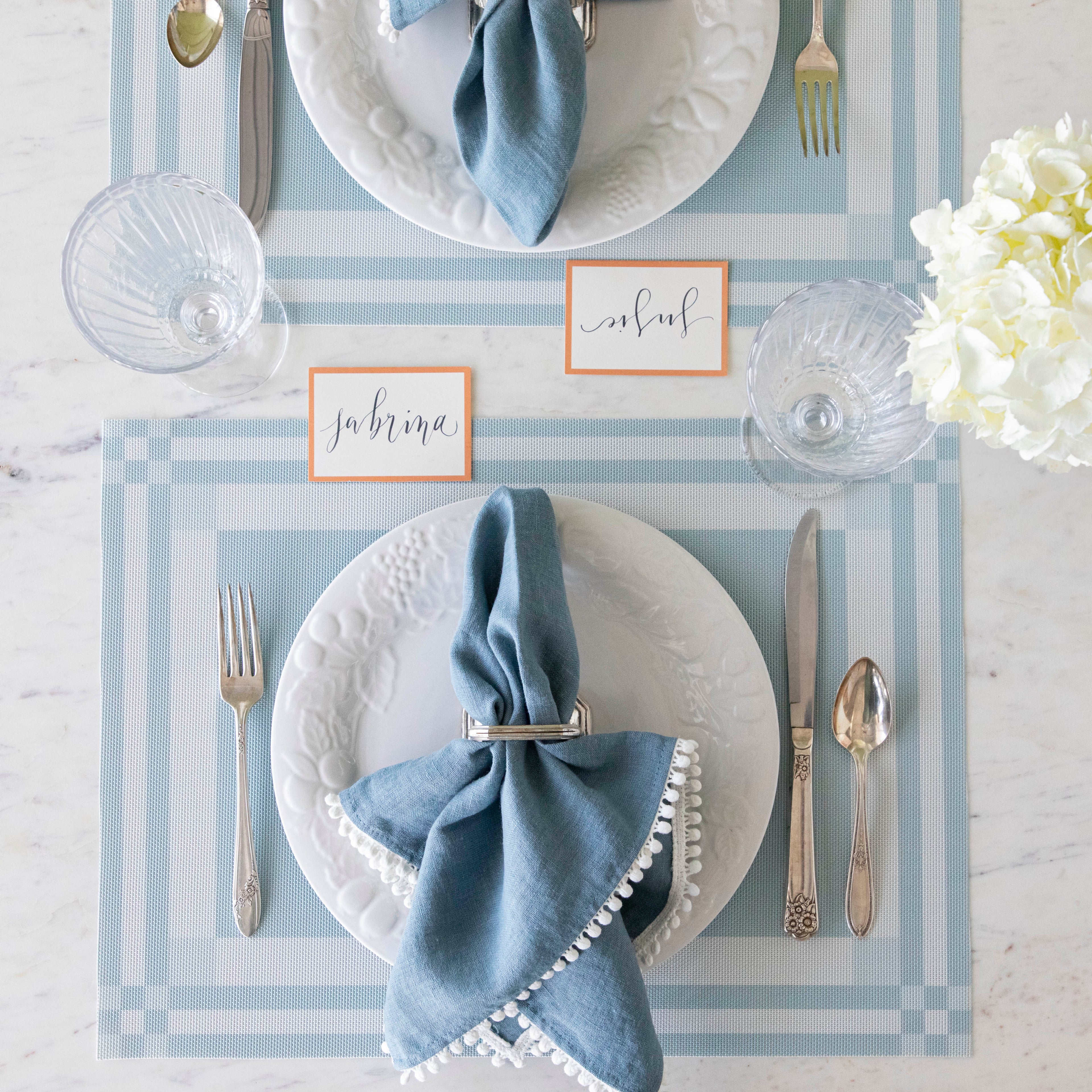 Handkerchief Compact Rectangle with place setting on it