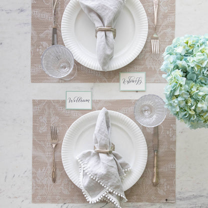 Damask Rectangle Placemat with place setting on it