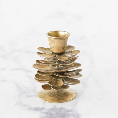 Gold Crackle Candle Holder