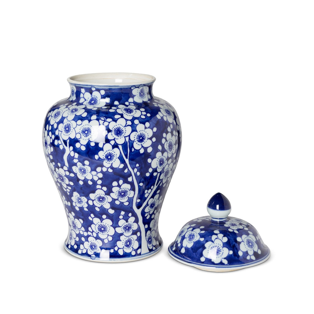 Imperial Ceramic Floral Ginger Jar with the lid next to it.