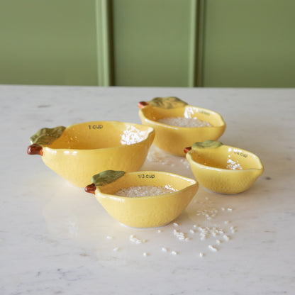 Stoneware Lemon Measuring Cups, Set of 4