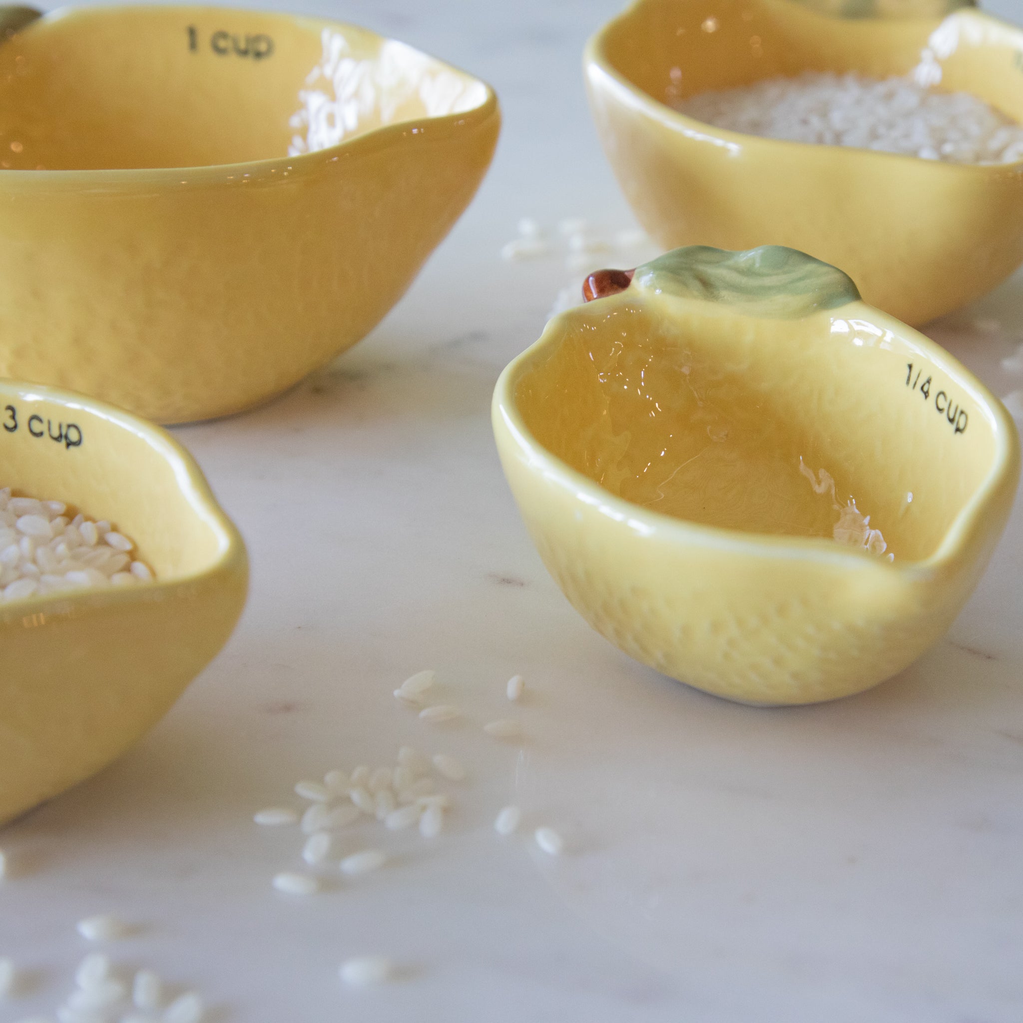 Stoneware Lemon Measuring Cups, Set of 4