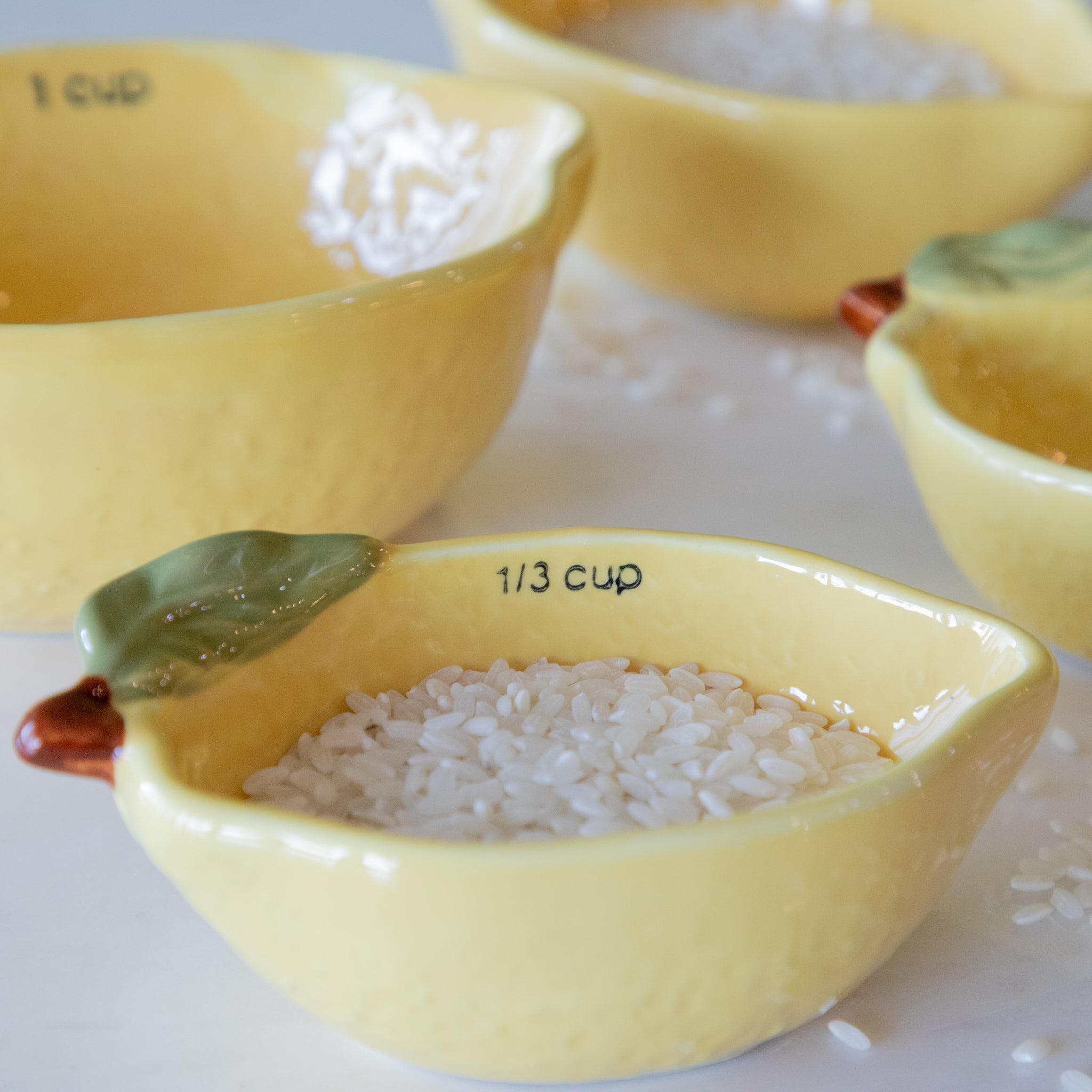 Stoneware Lemon Measuring Cups, Set of 4