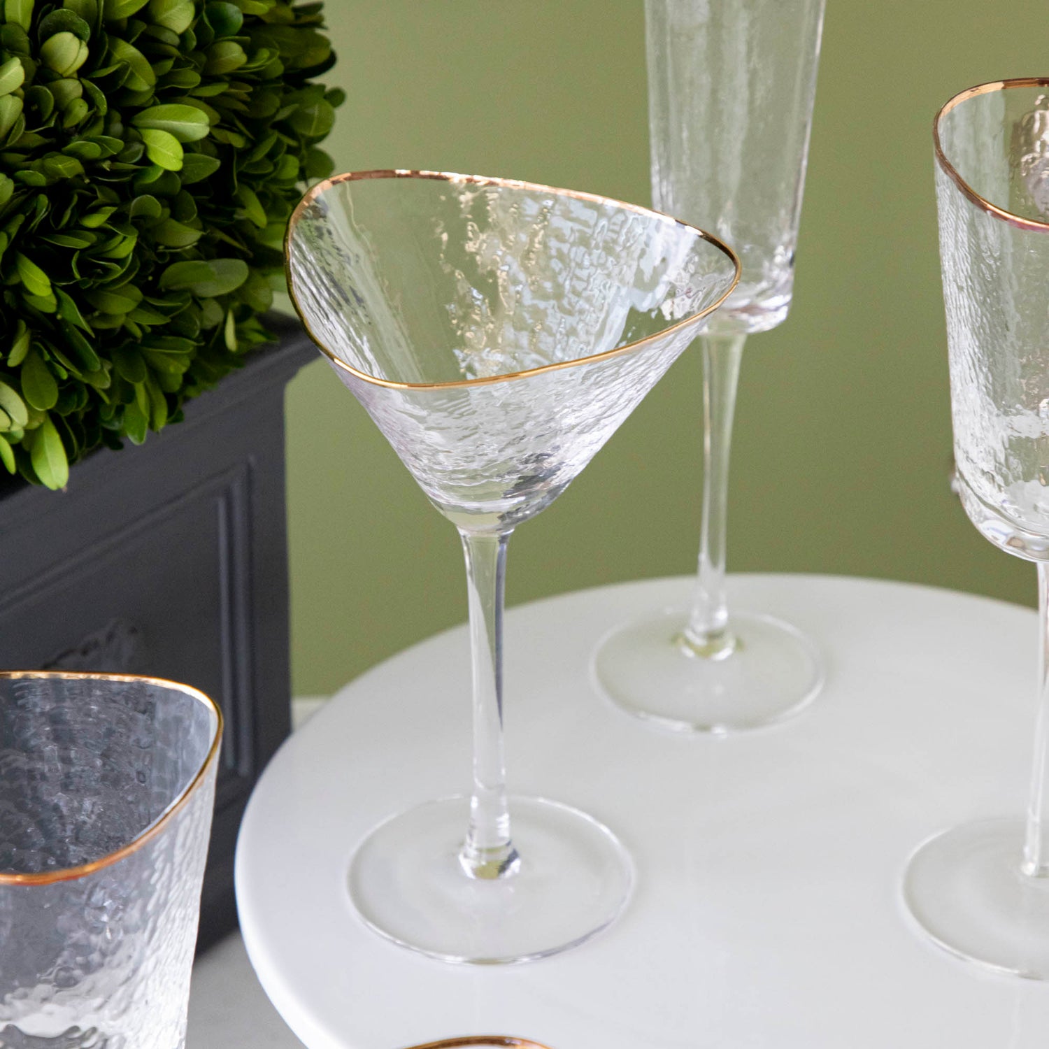 Hammered Glasses with Gold Rim