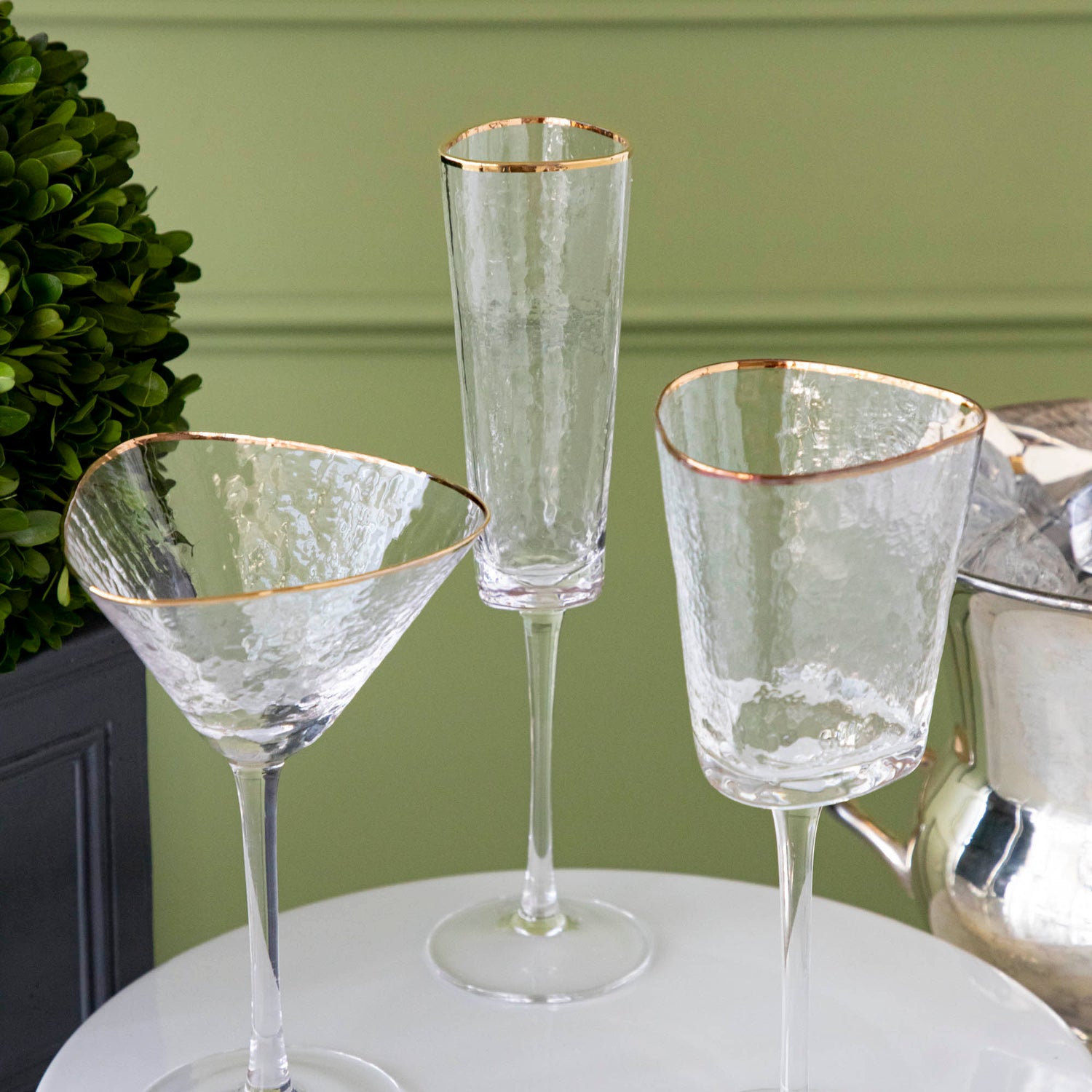 Hammered Glasses with Gold Rim