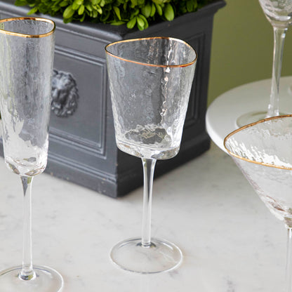 Hammered Glasses with Gold Rim