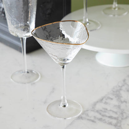 Hammered Glasses with Gold Rim