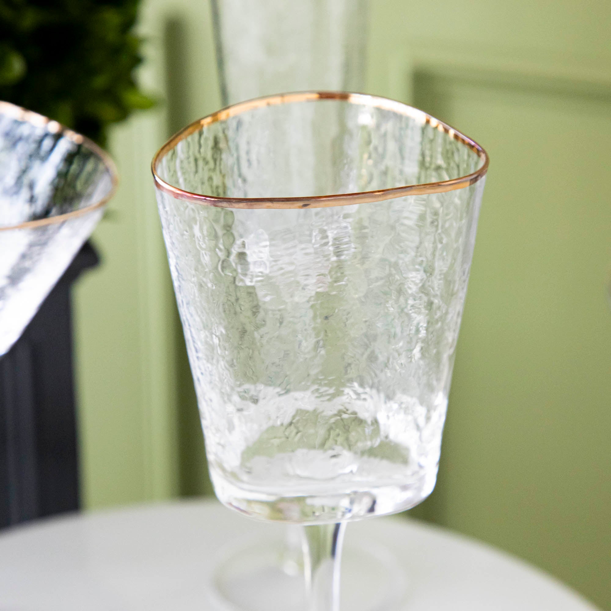 Hammered Glasses with Gold Rim