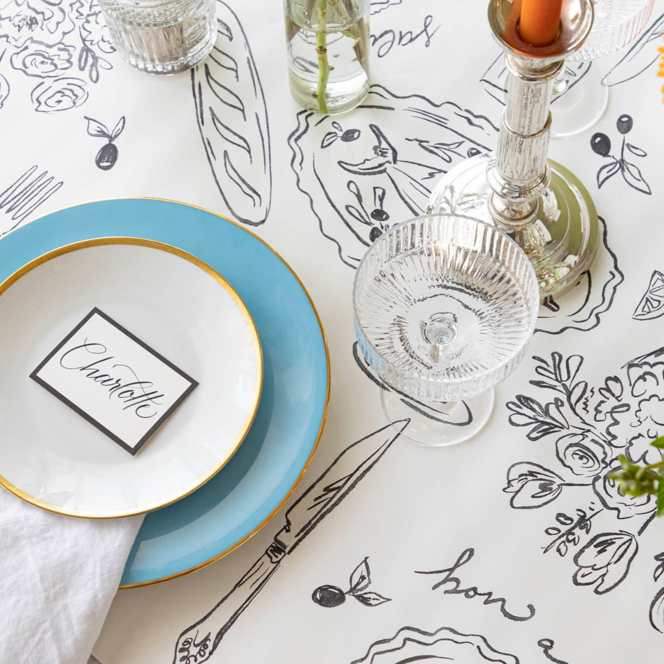 The Dinner Party Runner under a colorful table setting.