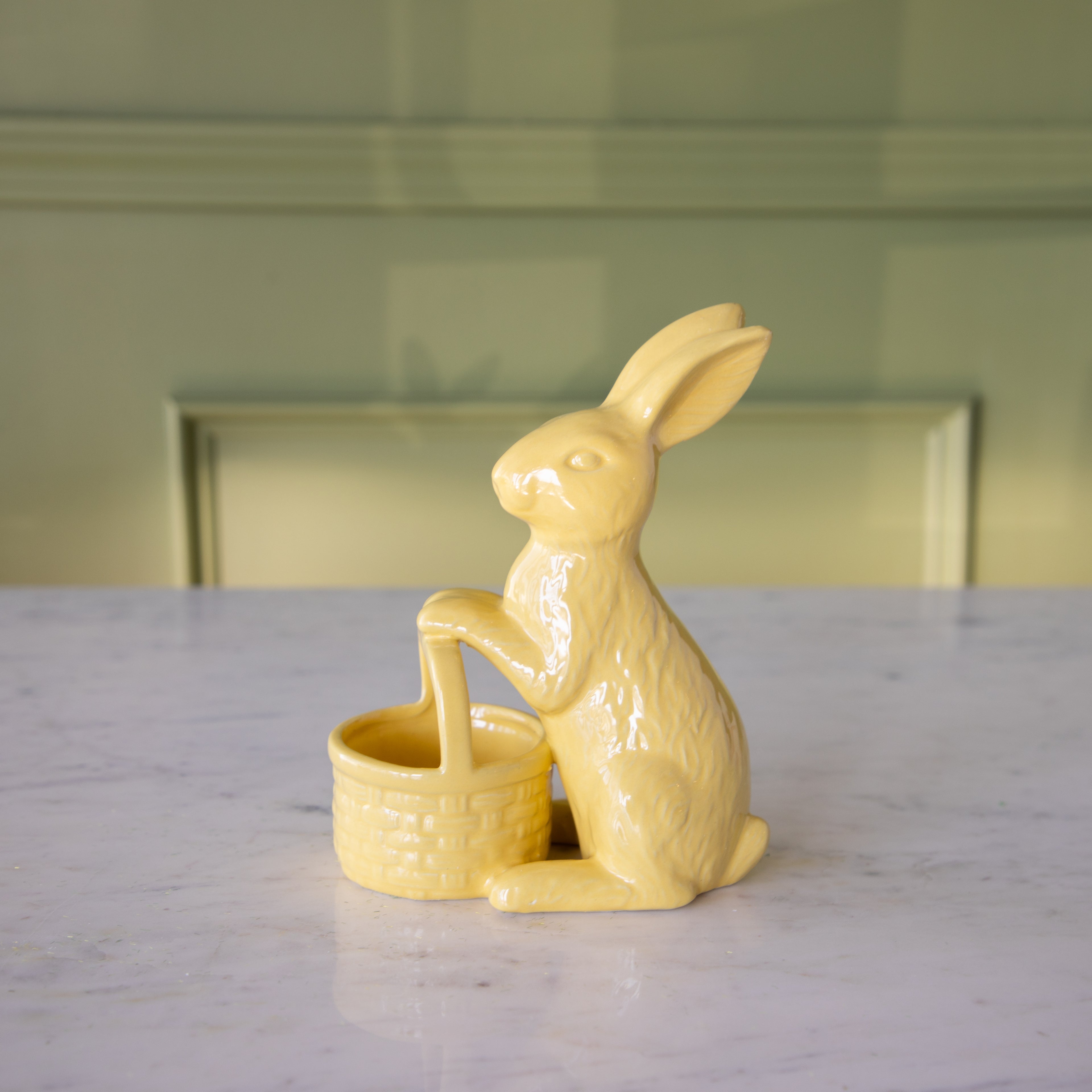 Ceramic Embossed Bunny Holding Basket