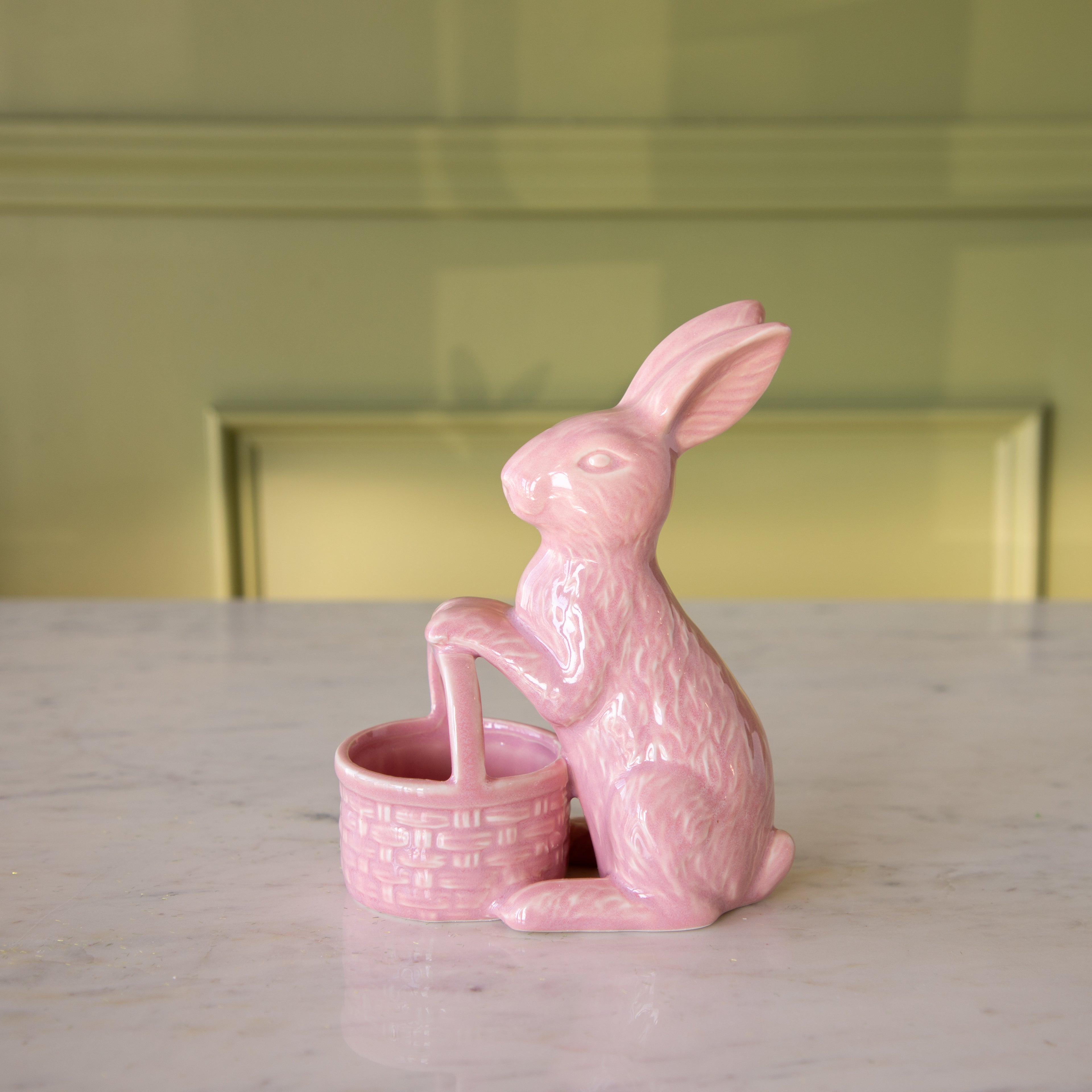 Ceramic Embossed Bunny Holding Basket