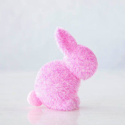 Small Flocked Pastel Seated Bunny w/ Pom Pom Tail