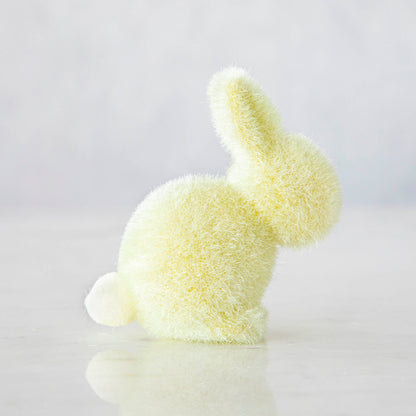 Small Flocked Pastel Seated Bunny w/ Pom Pom Tail