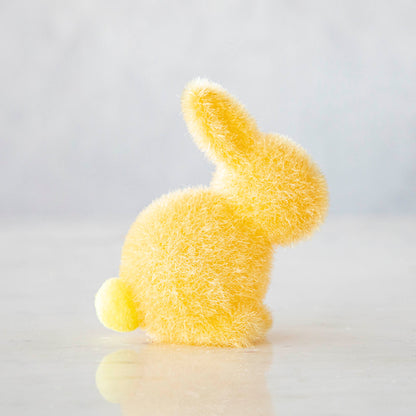 Small Flocked Pastel Seated Bunny w/ Pom Pom Tail