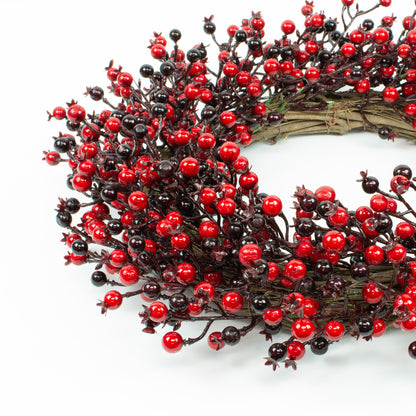 Close up of red berry wreath