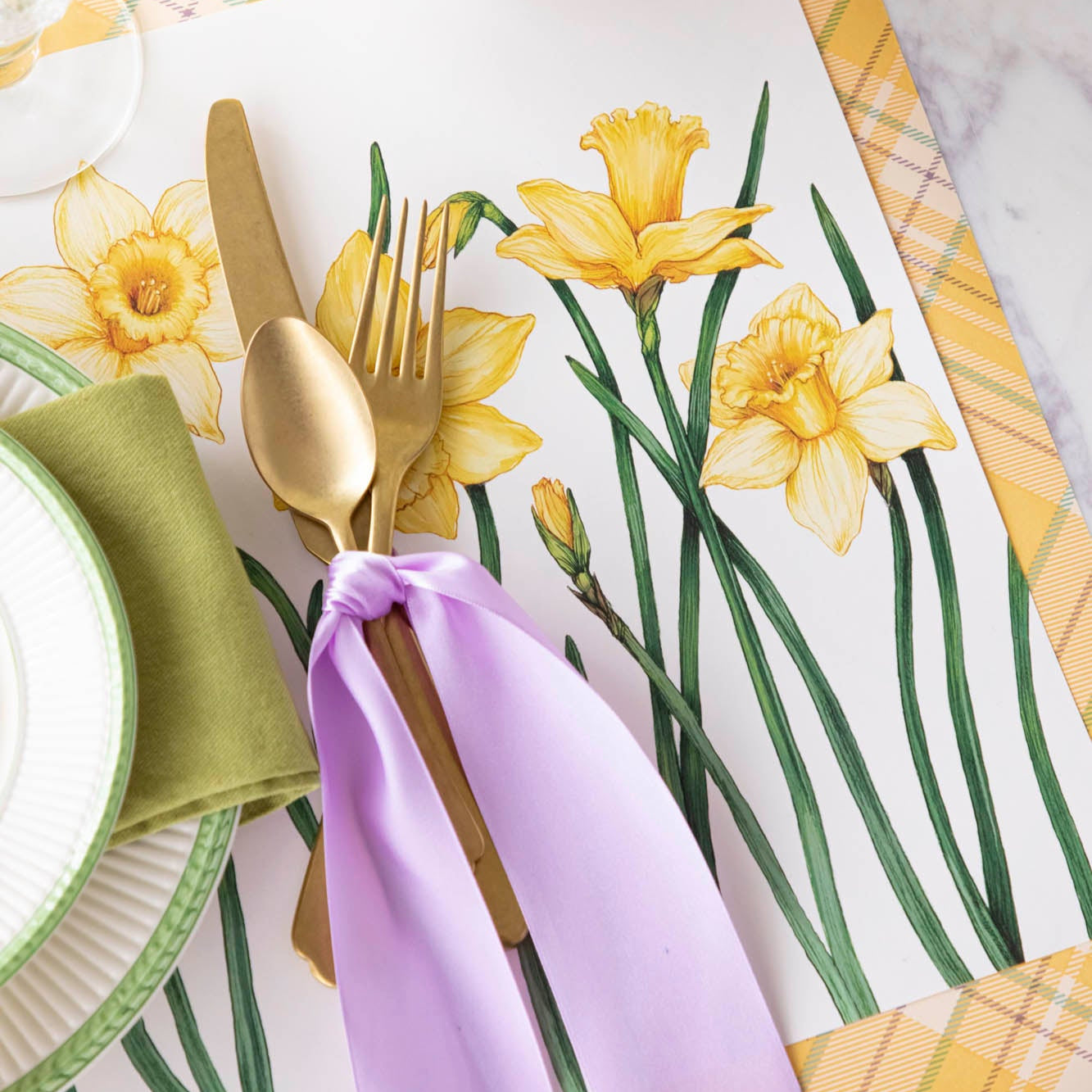 Field of Daffodils Placemat under a spring place setting.