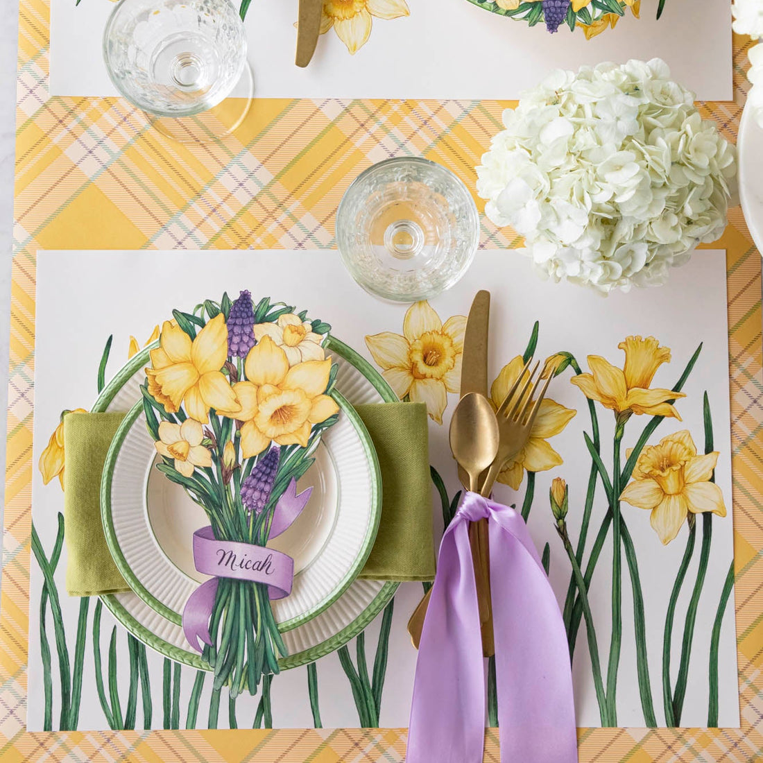 Field of Daffodils Placemat under a spring place setting.