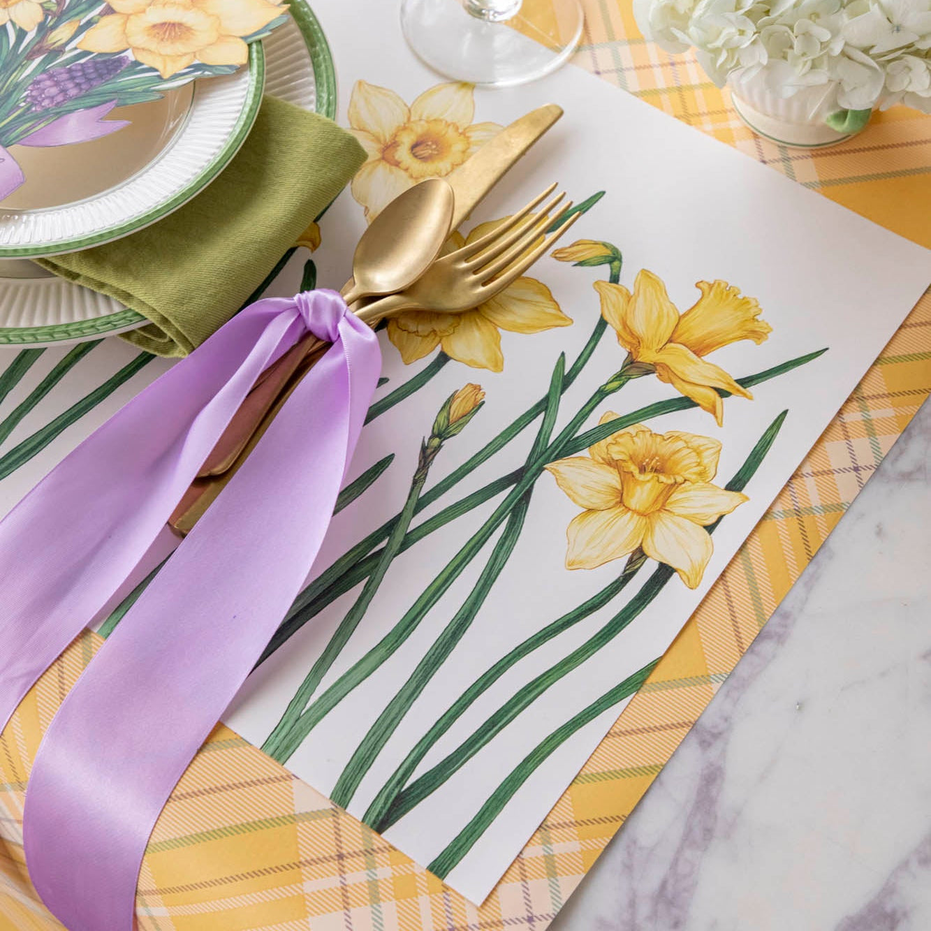 Field of Daffodils Placemat under a spring place setting.