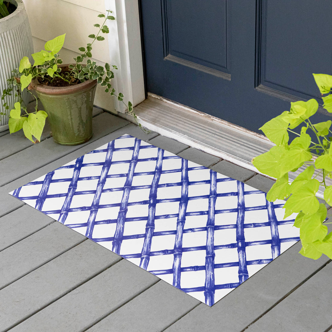 Blue Lattice Vinyl Floor Mat