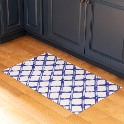 Blue Lattice Vinyl Floor Mat