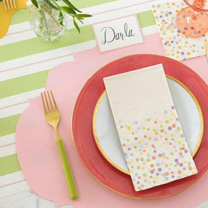 Die-cut Pink French Frame Placemat styled on a spring themed table.