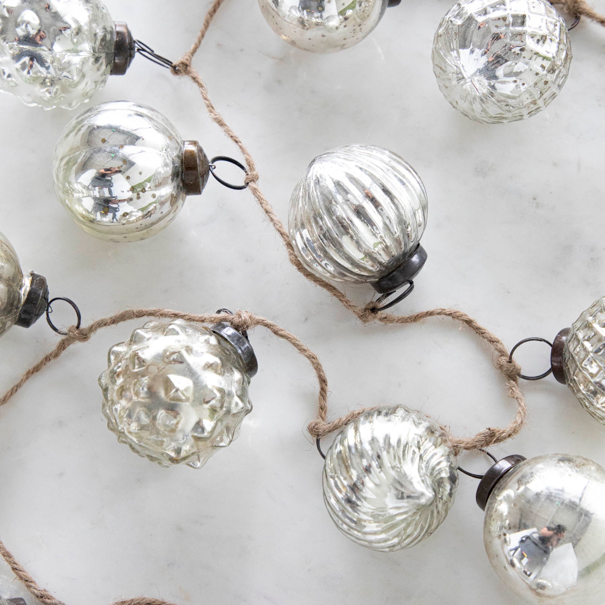 Embossed Mercury Glass Ornament Garland