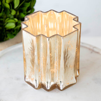 Gold Mouth Blown Glass Candleholder